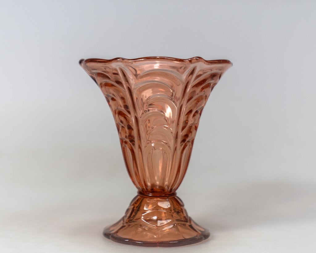 Zalmkleurige Vaas - Persglas - Frankrijk - Art Deco - 1930's, Ophalen of Verzenden