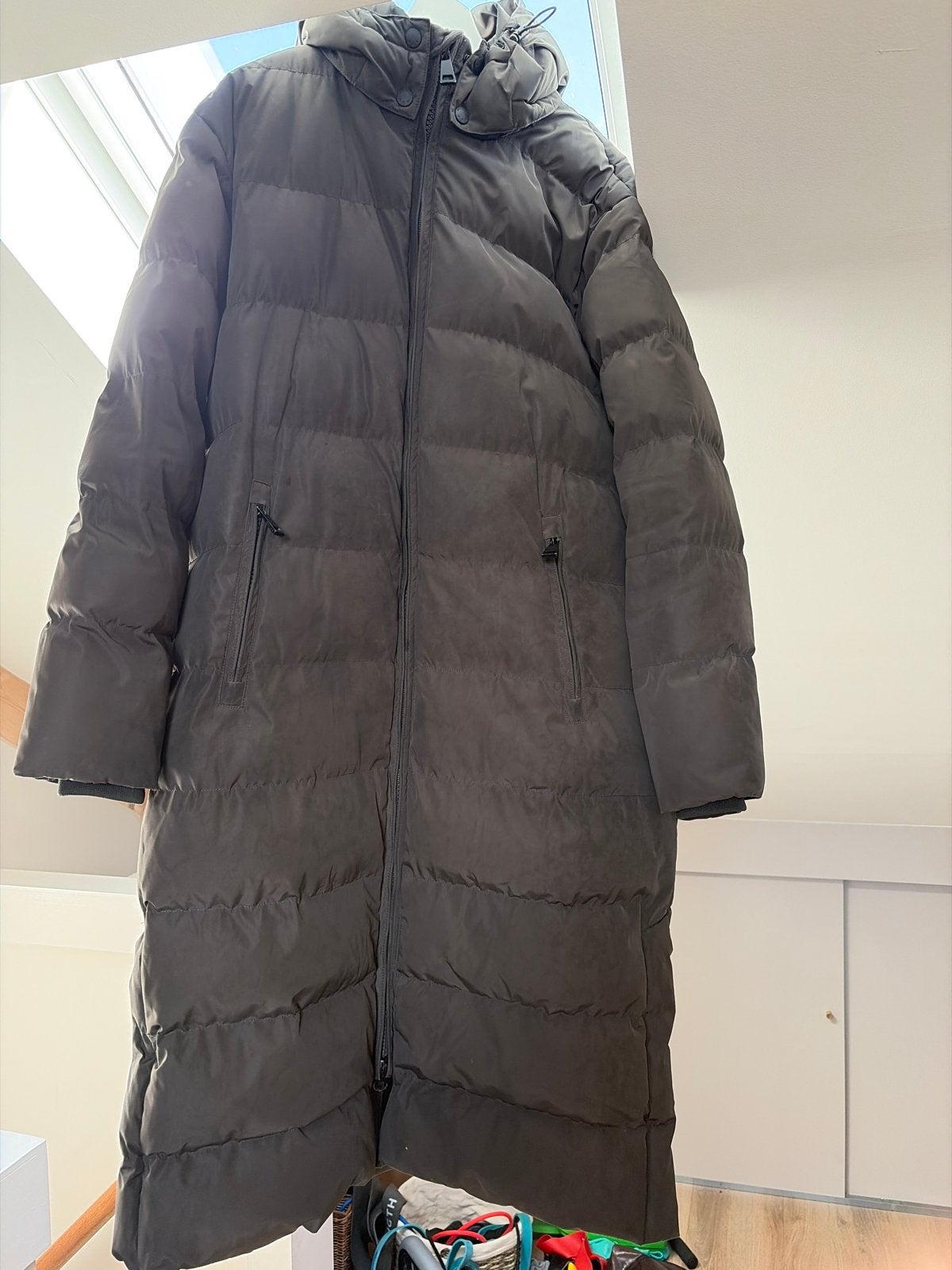 Aurforce Lange gewatteerde jas maat L, Kleding | Dames, Ophalen of Verzenden, Zo goed als nieuw, Maat 42/44 (L), Grijs