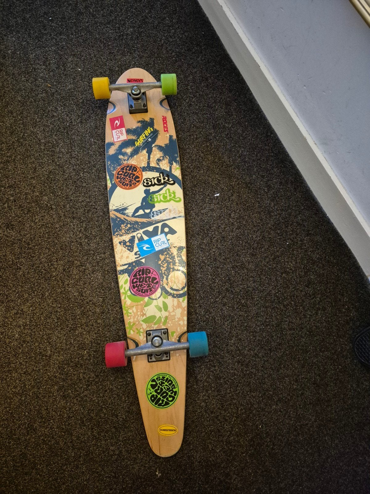 Viva Sport Longboard met kleurrijke wielen, Ophalen, Gebruikt, Skateboard, Longboard
