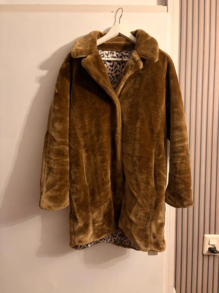 G-maxx teddy jas bruin met luipaardprint voering M/L, Ophalen of Verzenden, Gedragen, Maat 38/40 (M), Bruin