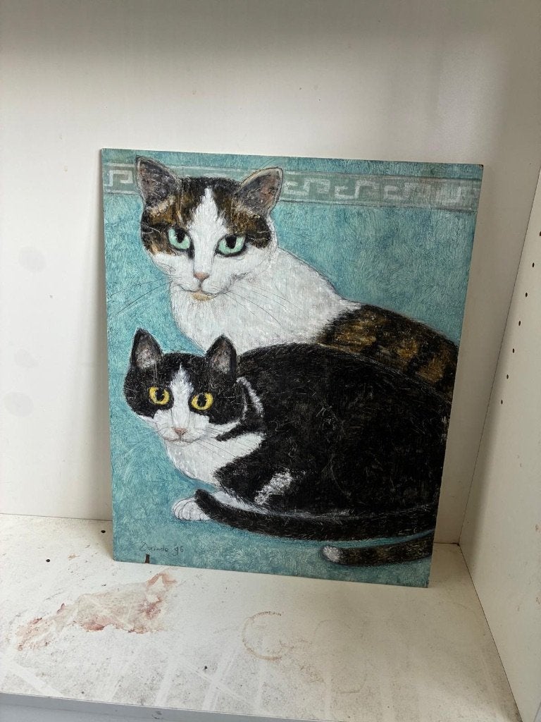 Schilderij met katten uit 1996., Ophalen, Klassiek, Dieren