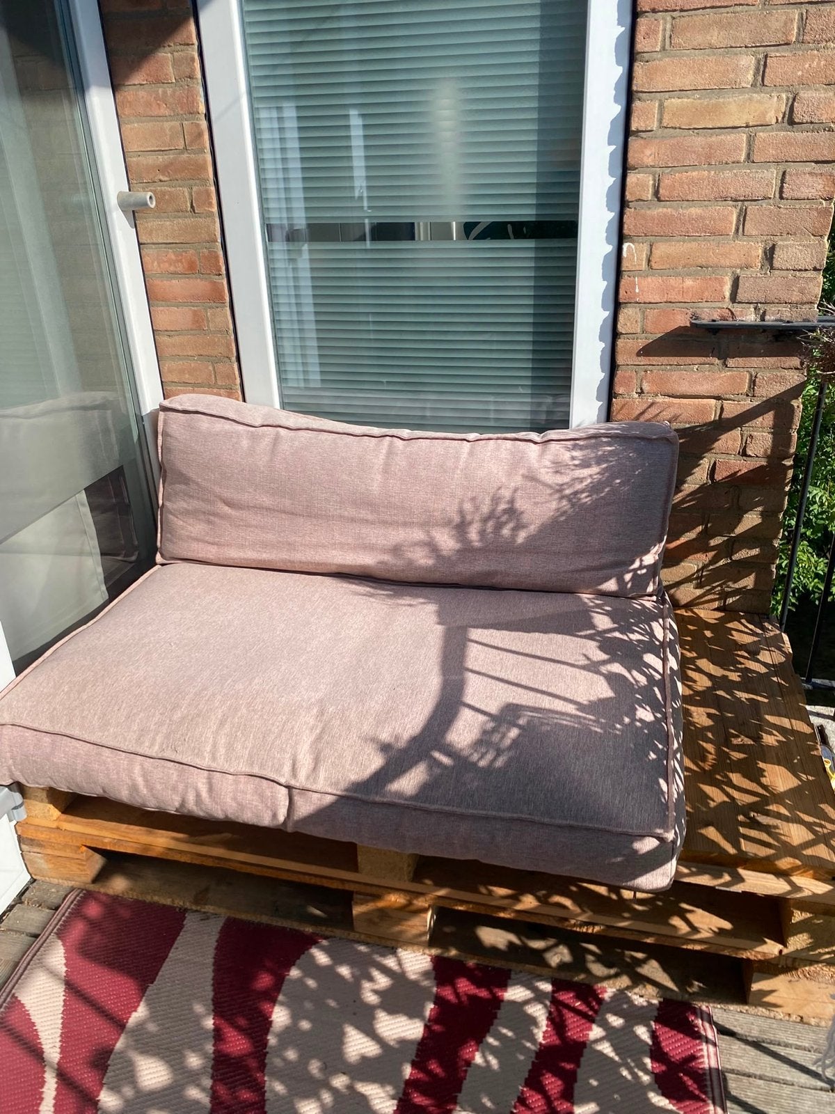 Pallet loungebank met kussens, Gebruikt, Loungeset, Bank, Hout