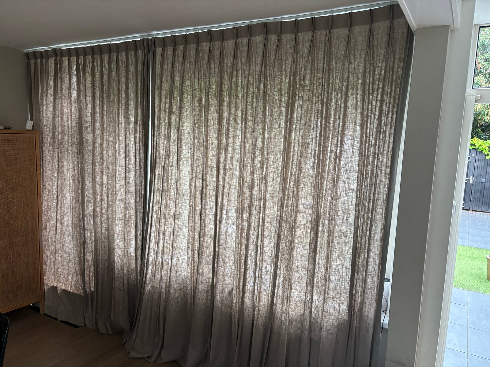 2 linnen gordijnen, Ophalen, Overige materialen, Gebruikt, 260 cm