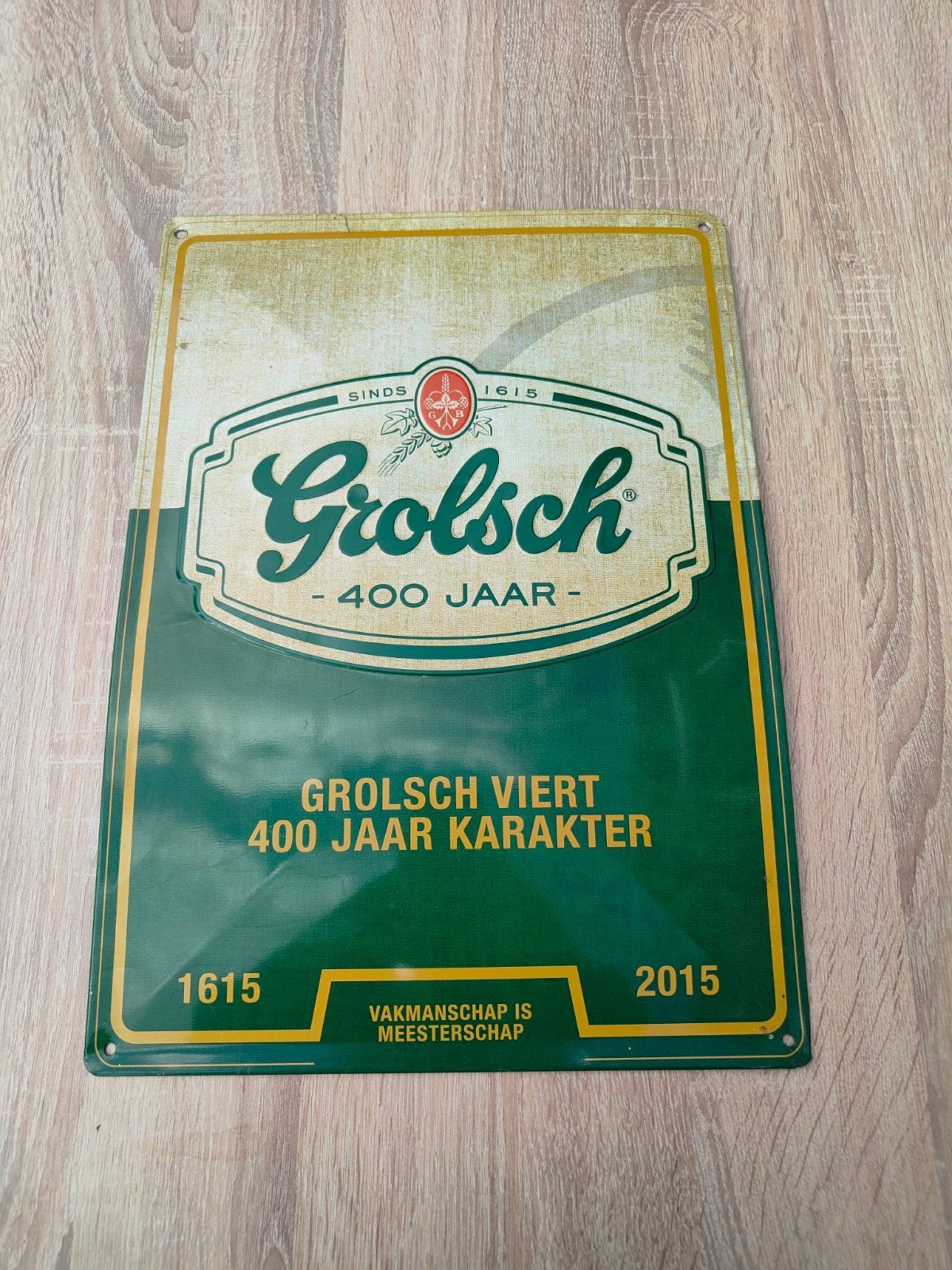 Grolsch Reclamebord - 400 Jaar Karakter (2015), Ophalen of Verzenden