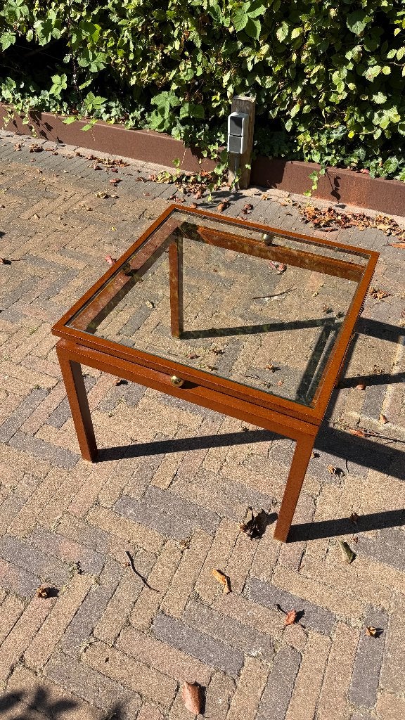 bijzettafel cortenstaal gelakt, Minder dan 55 cm, Metaal of Aluminium, Zo goed als nieuw, Ophalen