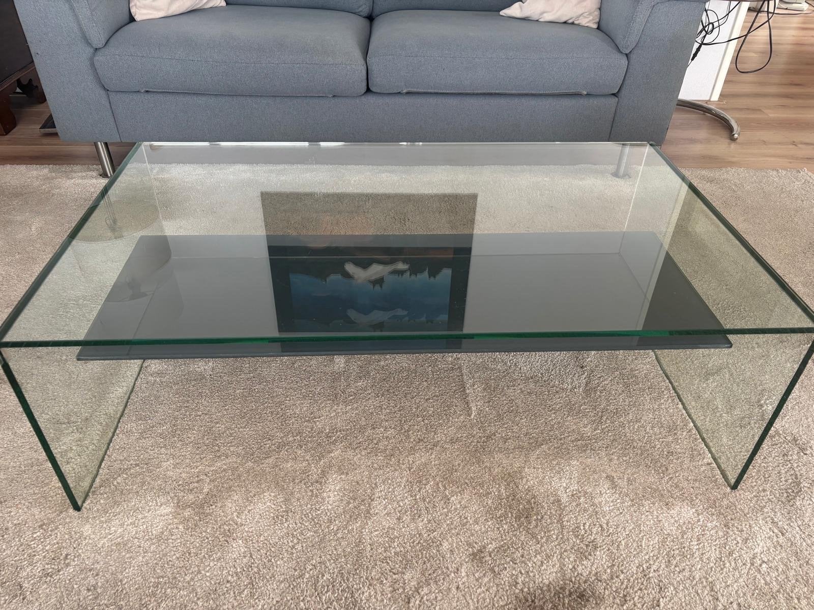Glazen salontafel, Ophalen, Gebruikt, 100 tot 150 cm, 50 tot 100 cm