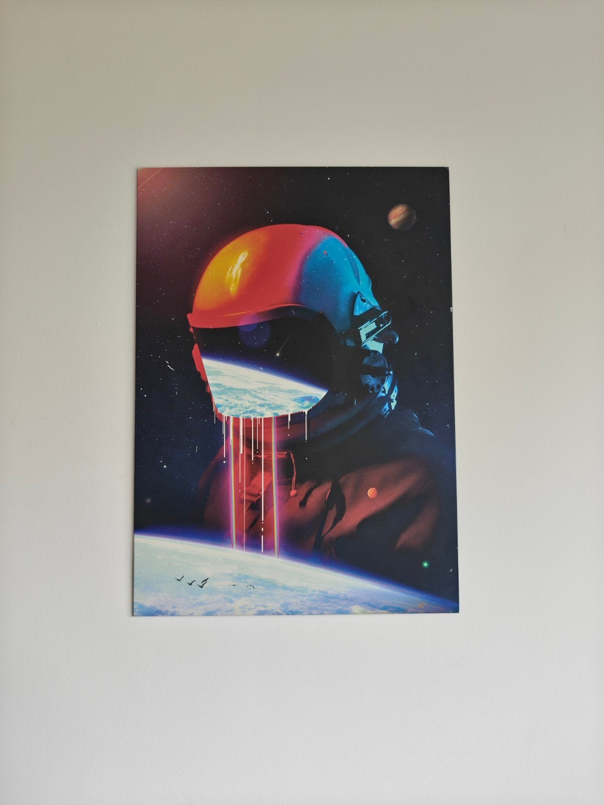 Grote Displate 'Astronaut met Aarde' - Zo goed als nieuw, Ophalen, 75 – 100, 50 tot 75 cm, Print