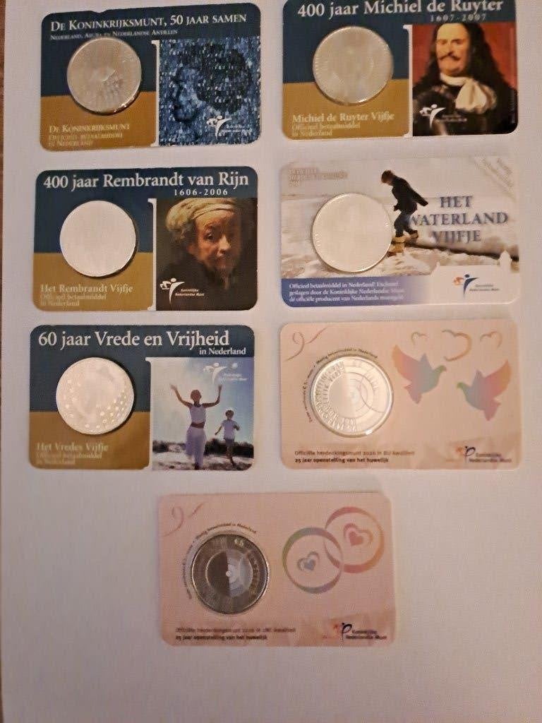 Collectie Nederlandse Herdenkingsmunten (Vijfjes), Ophalen, Setje, Koningin Beatrix, Zilver