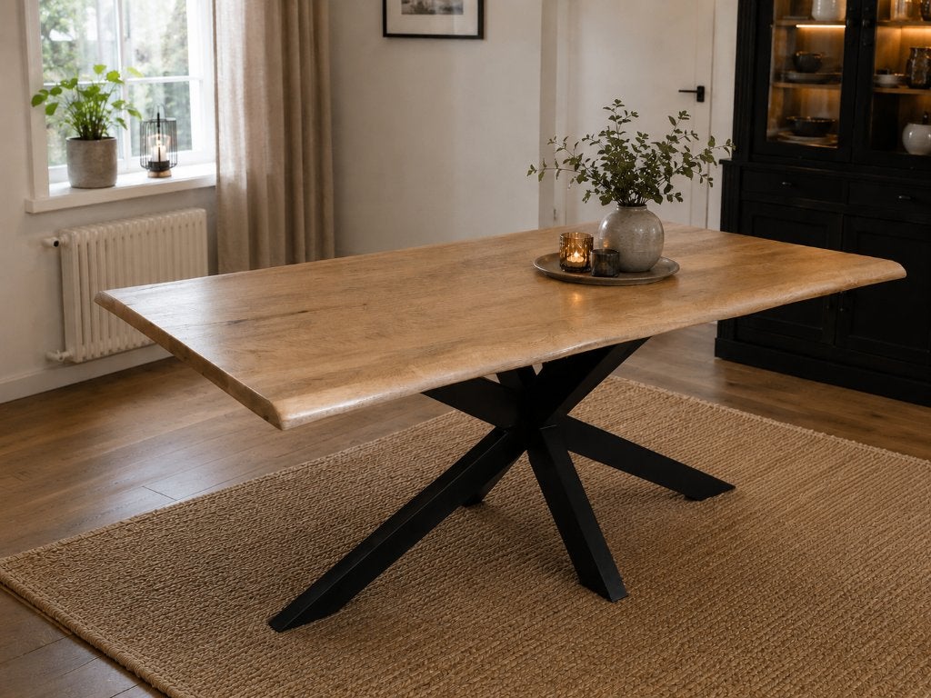 Mango boomstamtafel  220 cm, Ophalen of Verzenden, Vijf personen of meer, 200 cm of meer, Metaal