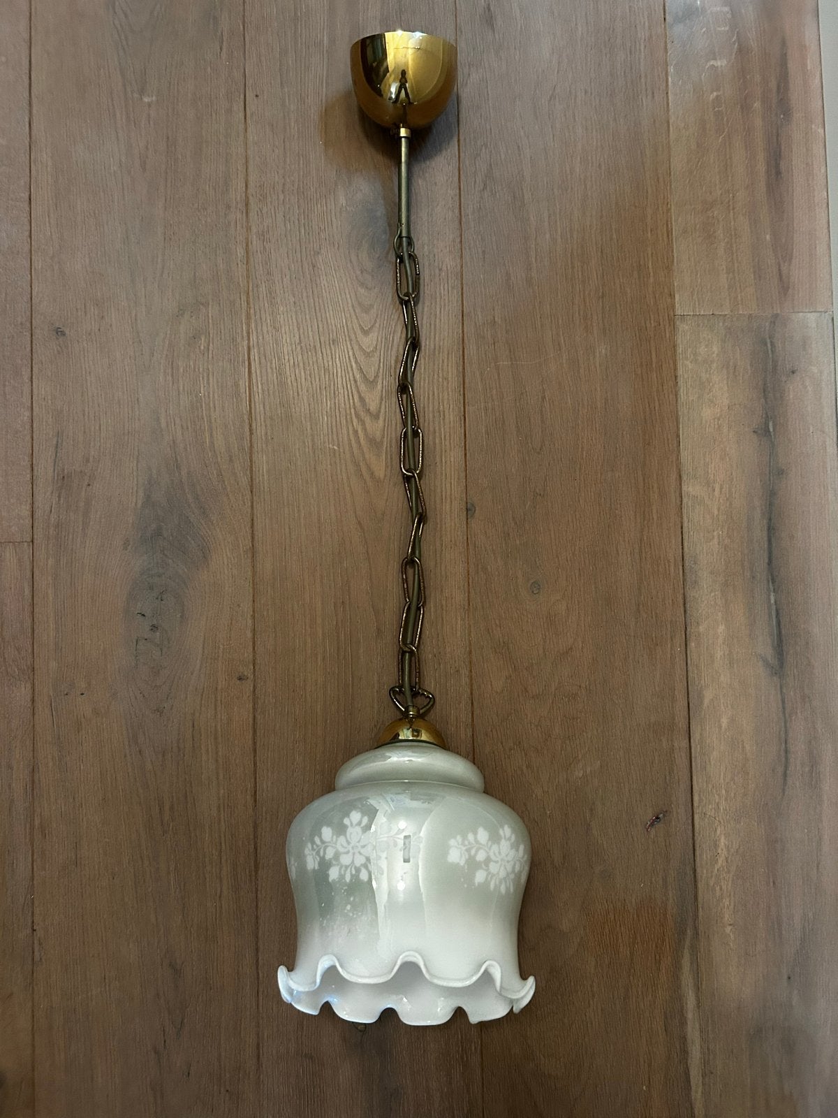 Brocante hanglamp met bloemmotief, Ophalen of Verzenden