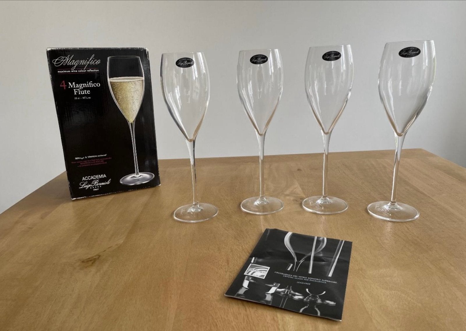 4x Luigi Bormioli Bach Flute Glazen - 32 cl, Ophalen of Verzenden, Zo goed als nieuw, Glas, Overige merken