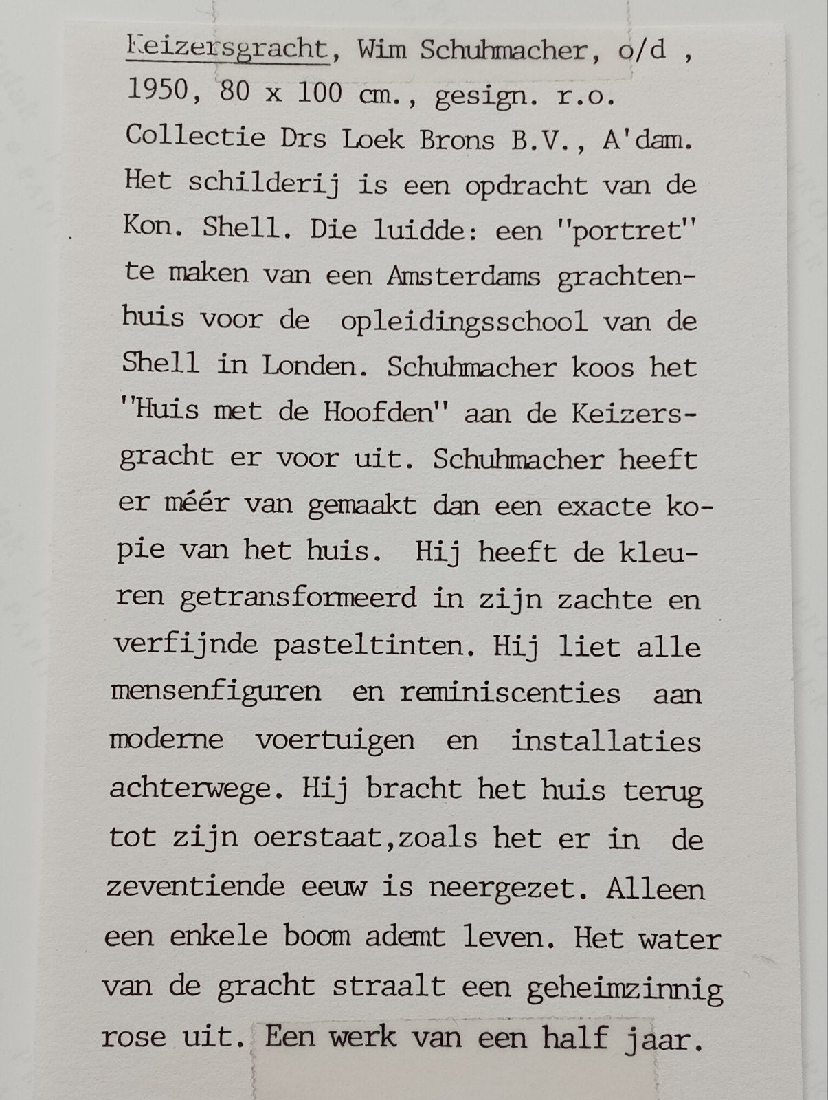 Persfoto Keizersgracht, Wim Schuhmacher collectie Loek Brons, Ophalen of Verzenden, Foto, Fotografie