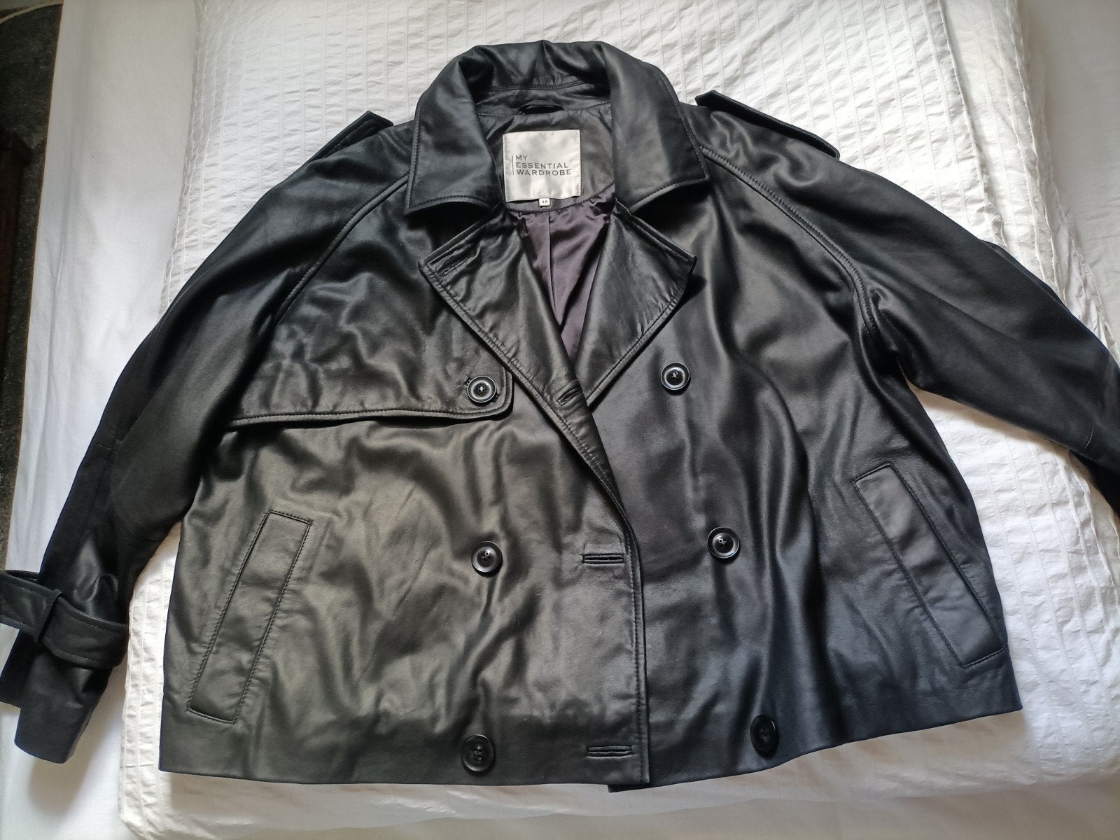 Mine essentiel wardrobe lederen jas mt46, Ophalen of Verzenden, Zo goed als nieuw, Maat 46/48 (XL) of groter, Zwart