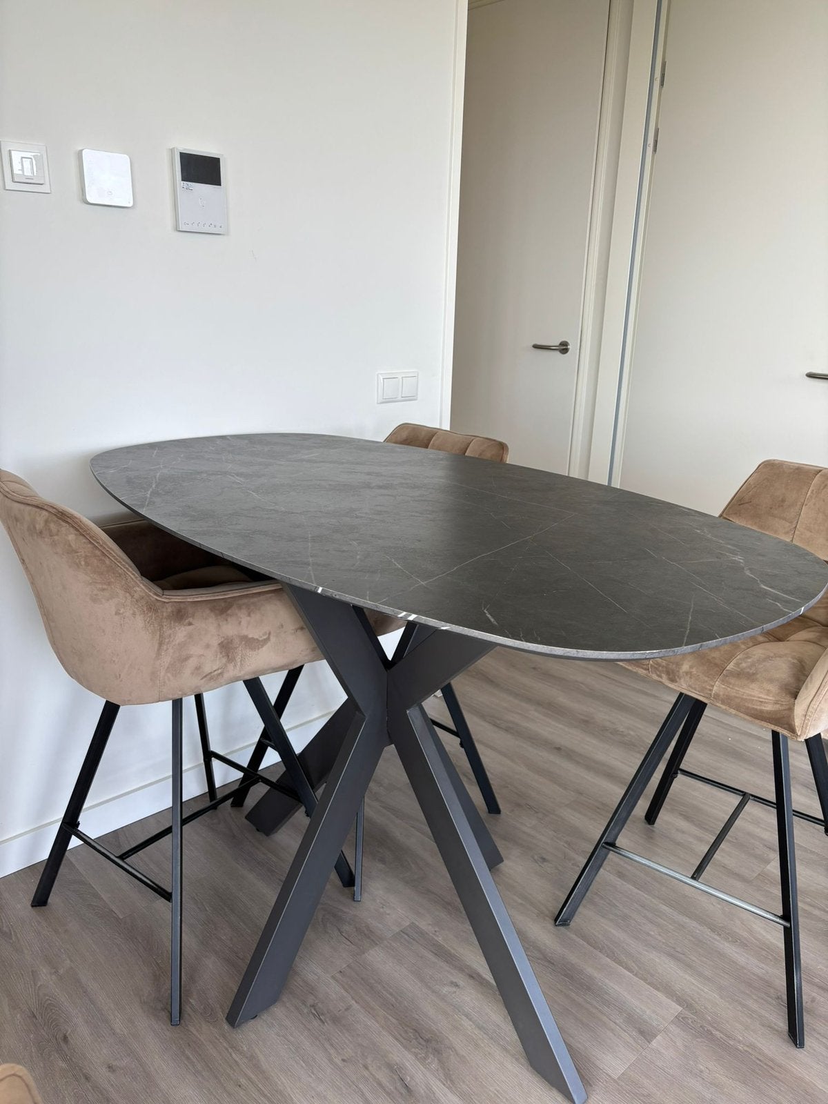 Bartafel Kruisframe Deens Ovaal – Keramieklook | 140 x 80 cm, Ophalen, Overige materialen, 100 tot 150 cm, 50 tot 100 cm
