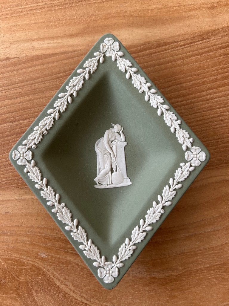 Wedgewood Jasperware ruitvormig schaaltje groen, Ophalen of Verzenden