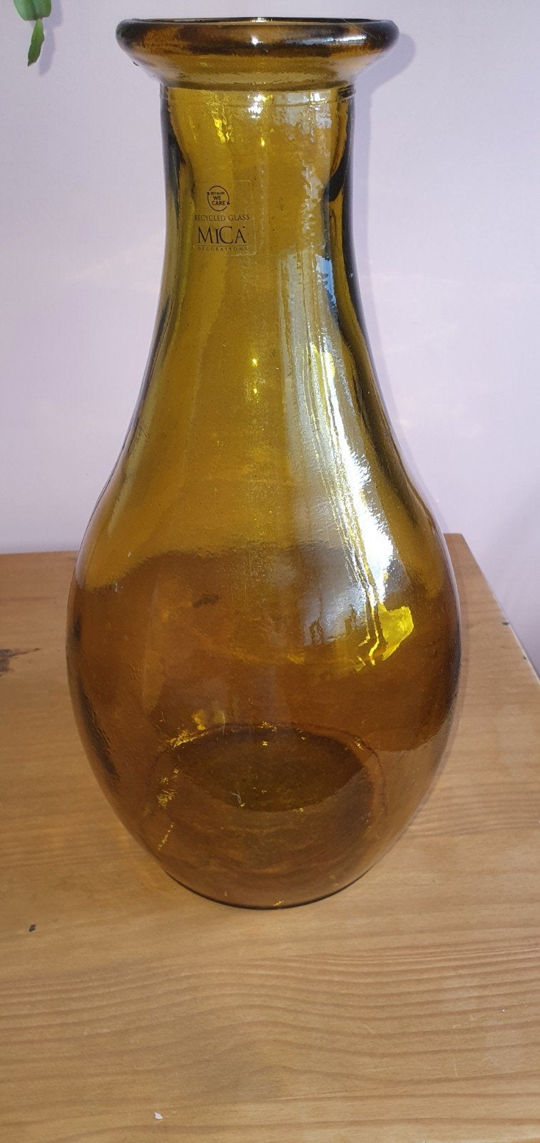 Geel (goud) zware glazen vaas, Geel, Nieuw, Ophalen of Verzenden, 40 cm