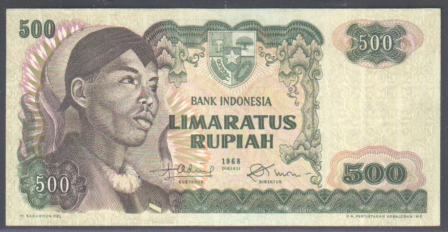 Indonesia 500 Rupiah 1968 General Sudirman, Postzegels en Munten, Verzenden, Zuidoost-Azië, Los biljet