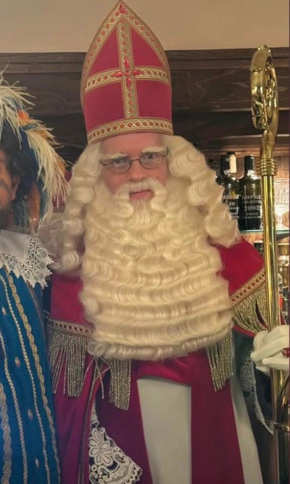 Sinterklaaskostuum - Bram, Mantel, stola, albe en mijter, Ophalen of Verzenden, Zo goed als nieuw