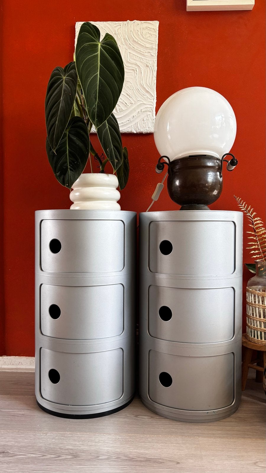 Set van 2 vintage Componibili kastjes - Kartell stijl, Huis en Inrichting, Slaapkamer | Nachtkastjes, Ophalen, Kunststof, Gebruikt