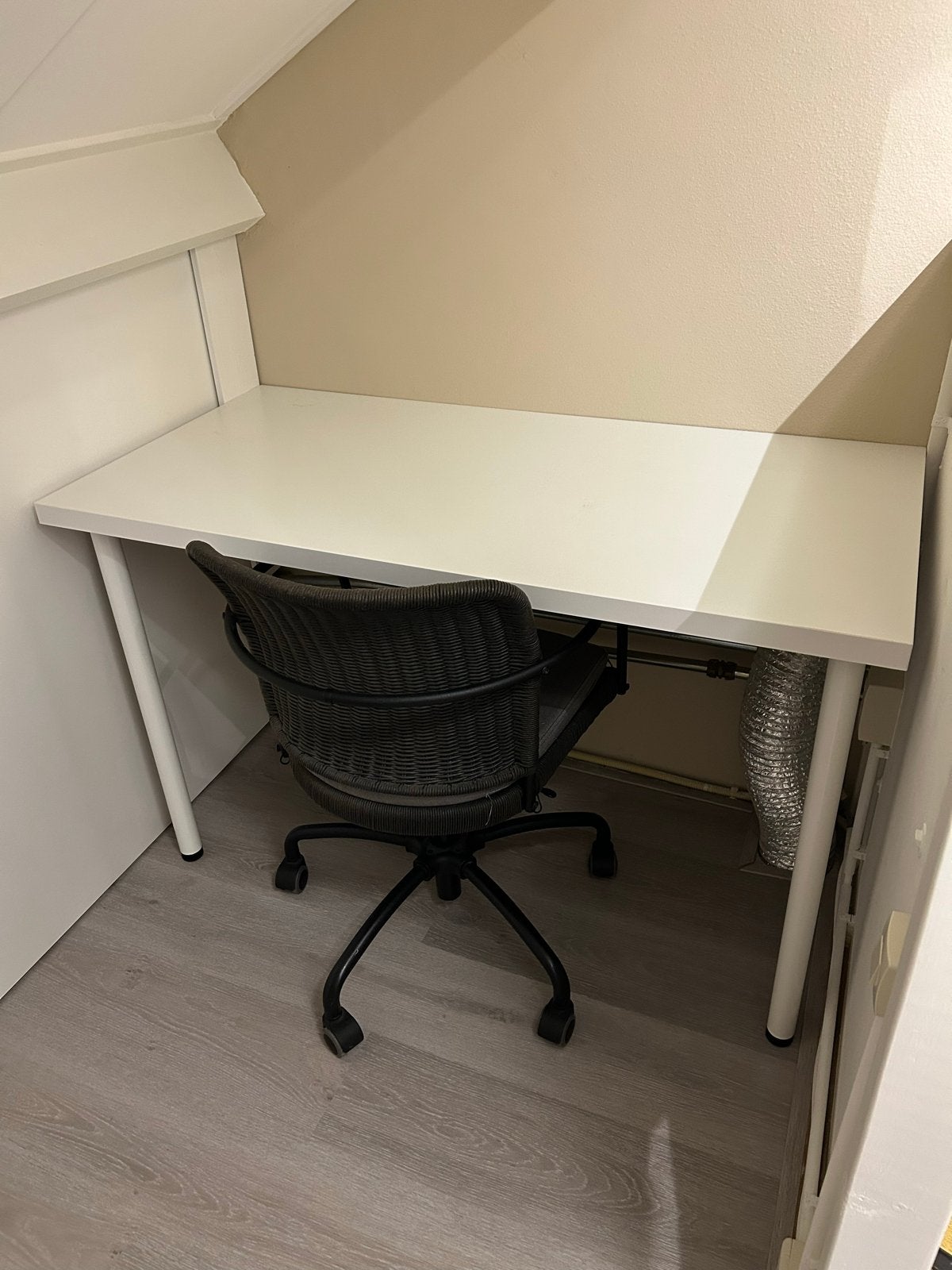 Wit ikea lagkapten bureau en bureaustoel, Overige typen, 120 cm, Metaal, Zo goed als nieuw