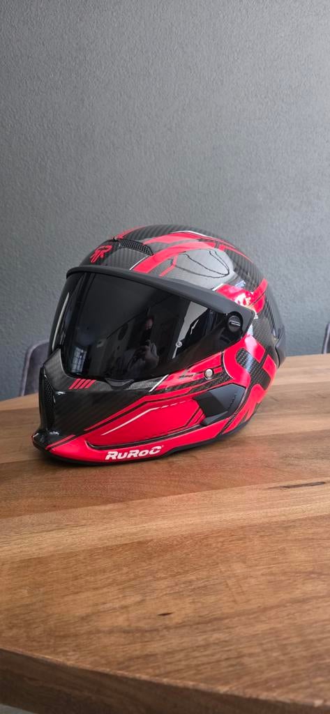 Ruroc Atlas 4.0 track Motorhelm - M/L - Zwart/Rood, Ophalen of Verzenden, Tweedehands, Integraalhelm, Overige merken
