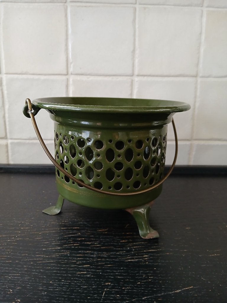 emaille theelichte komfoortje groen emaille, Ophalen of Verzenden