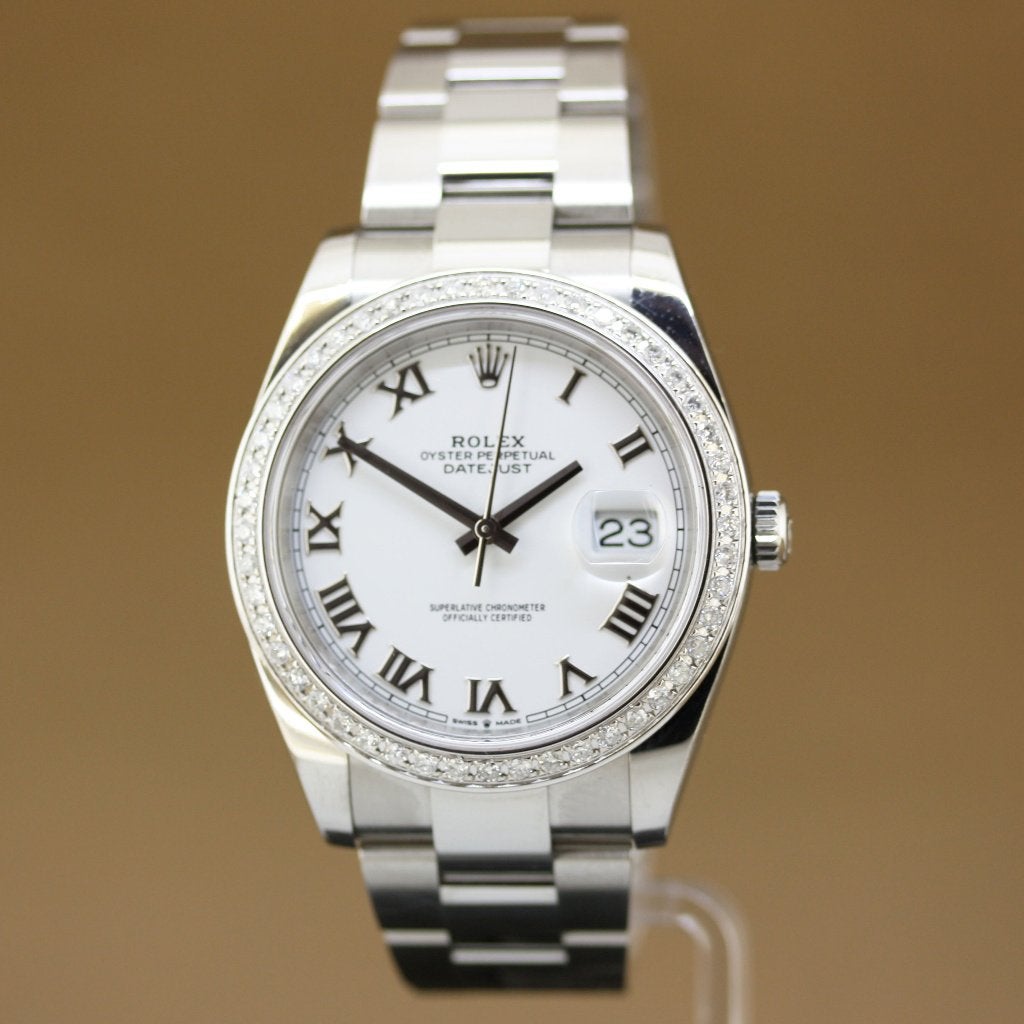 Rolex Datejust 41 126300 Diamonds, Staal, Gebruikt, Polshorloge, Ophalen of Verzenden