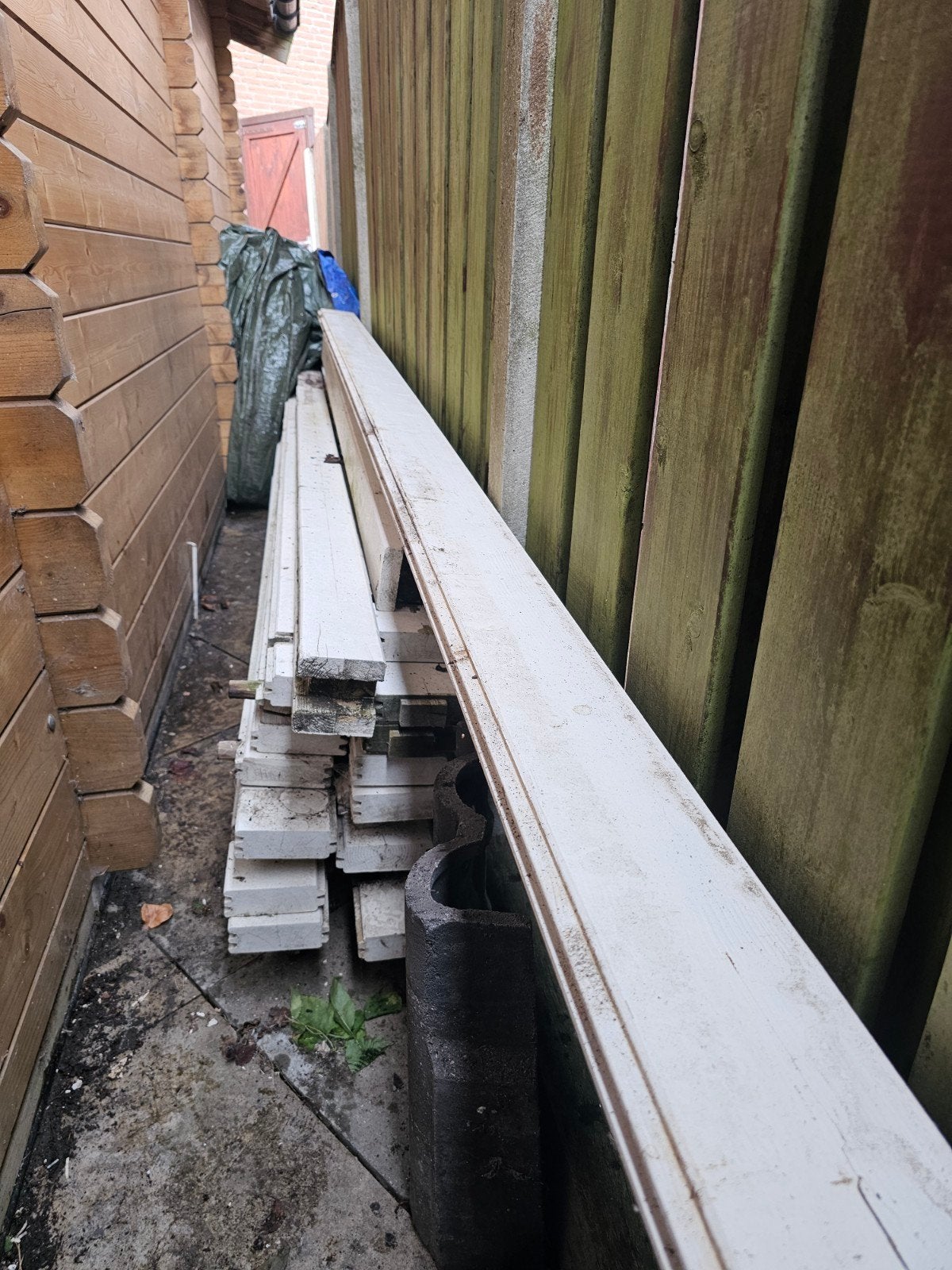 GRATIS van oude blokhut hout panelen over, Ophalen, Gebruikt