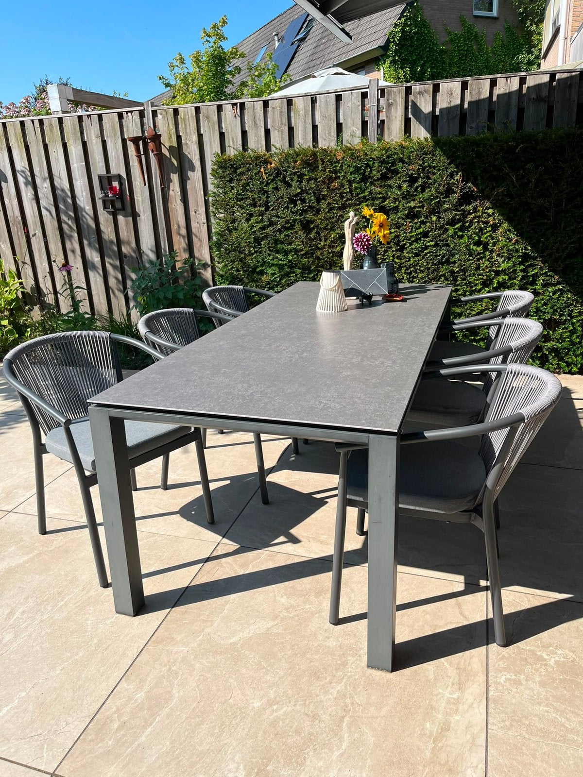 Antraciet grijze tuinset, Ophalen, 6 zitplaatsen, Tuinset, Eettafel
