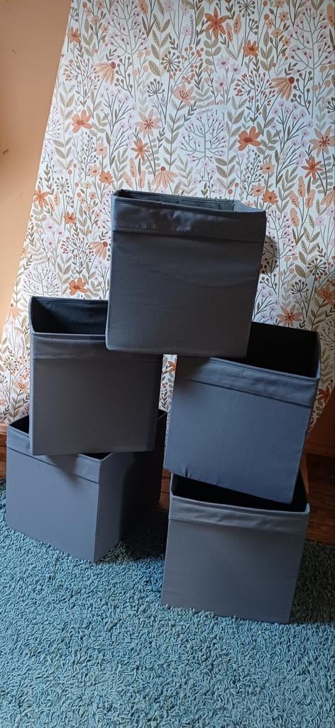 6 grijze opbergmanden kallax, Ophalen, Overige materialen, Gebruikt, Mand