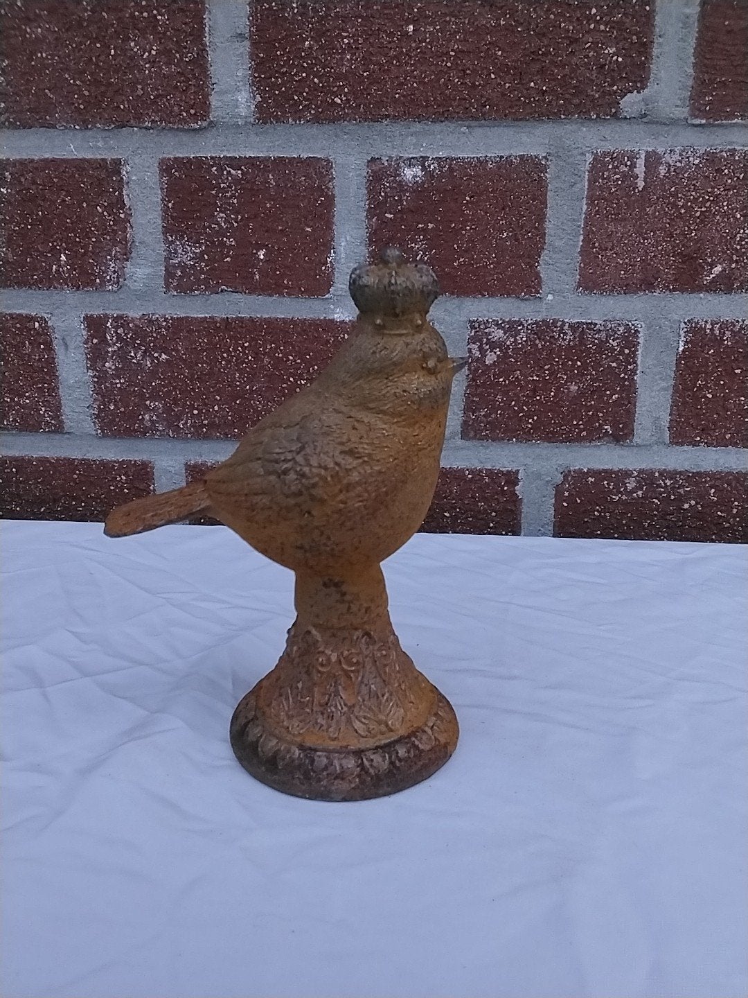 Decoratieve vogel met kroon - metaal, Huis en Inrichting, Woonaccessoires | Overige, Vintage, Gebruikt, Ophalen of Verzenden, Metaal