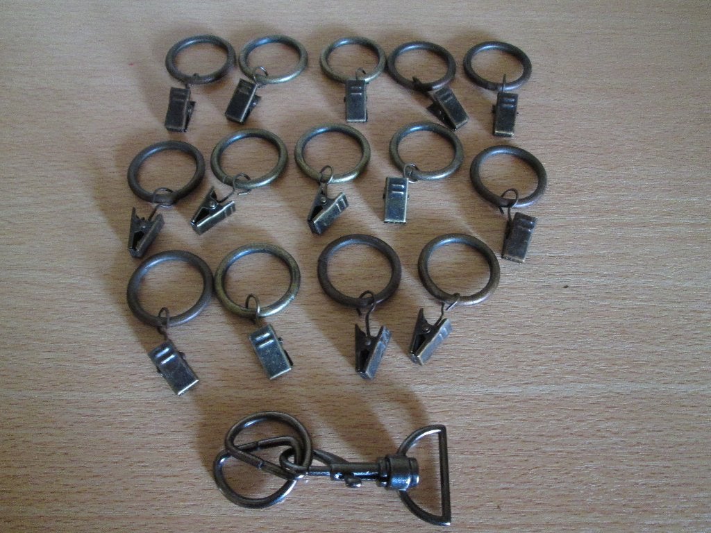 4 Gordijnhaken / clips Koperkleurig diam. 25 mm, Ophalen of Verzenden, Nieuw, 50 tot 100 cm, Minder dan 100 cm