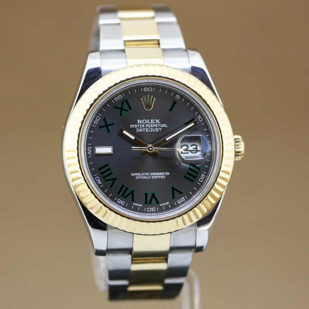 Rolex Datejust II 116333 Wimbledon Full Set, Staal, Gebruikt, Rolex, Polshorloge