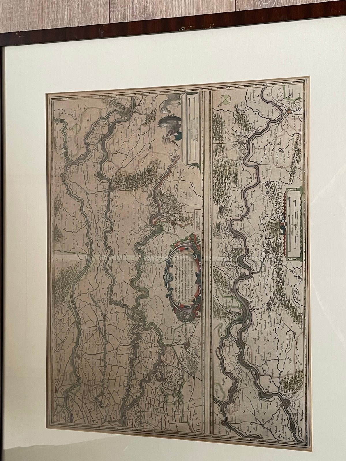 Antieke kaart van de Rijn en Maas door Joan Blaeu, Gelezen, Voor 1800, Ophalen of Verzenden, Landkaart