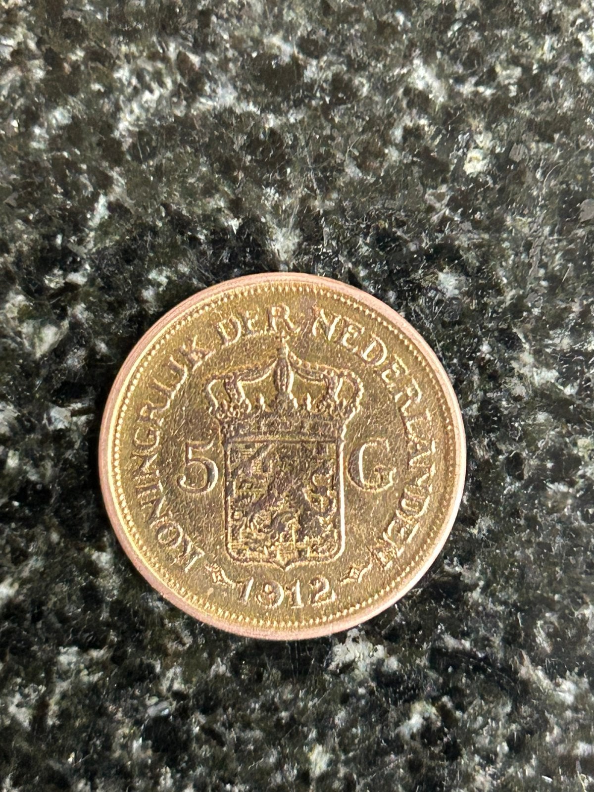 Gouden 5 Guldenmunt 1912 Wilhelmina, Ophalen, Koningin Wilhelmina, 5 gulden, Losse munt