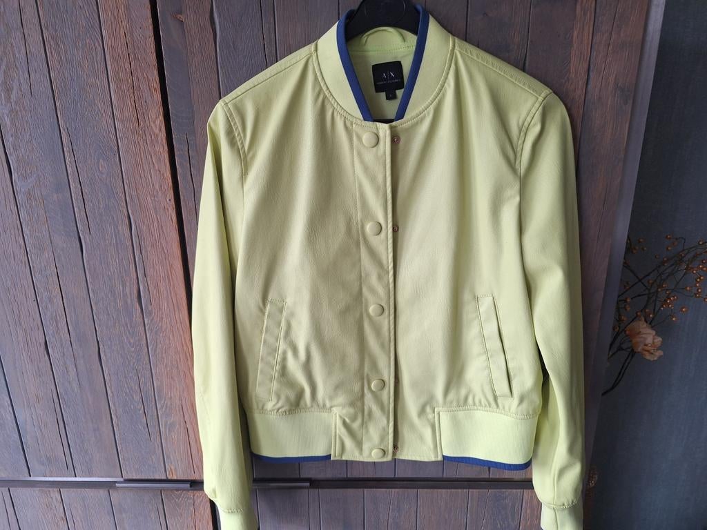 Armani Exchange leren jasje maat S geel, Ophalen of Verzenden, Maat 38/40 (M), Groen