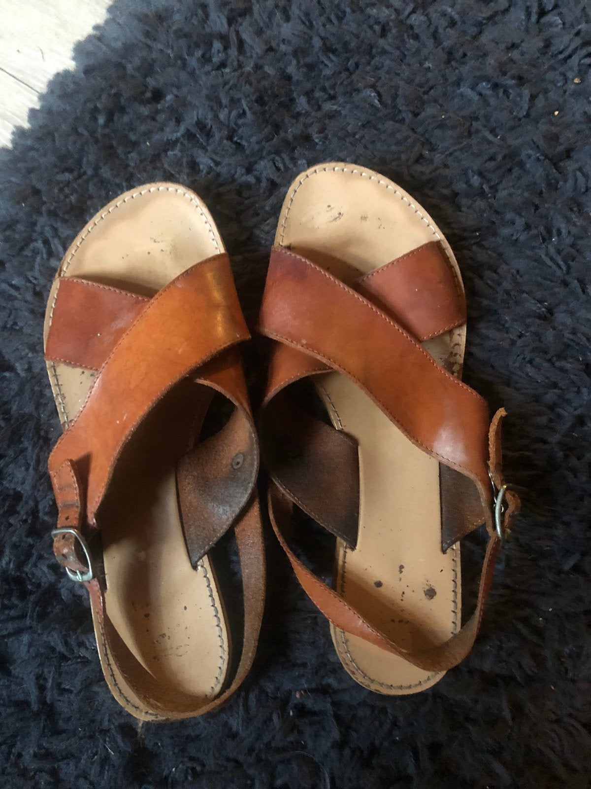 Sandalen cognac kleur, Ophalen, Gedragen, Bruin, Sandalen of Muiltjes