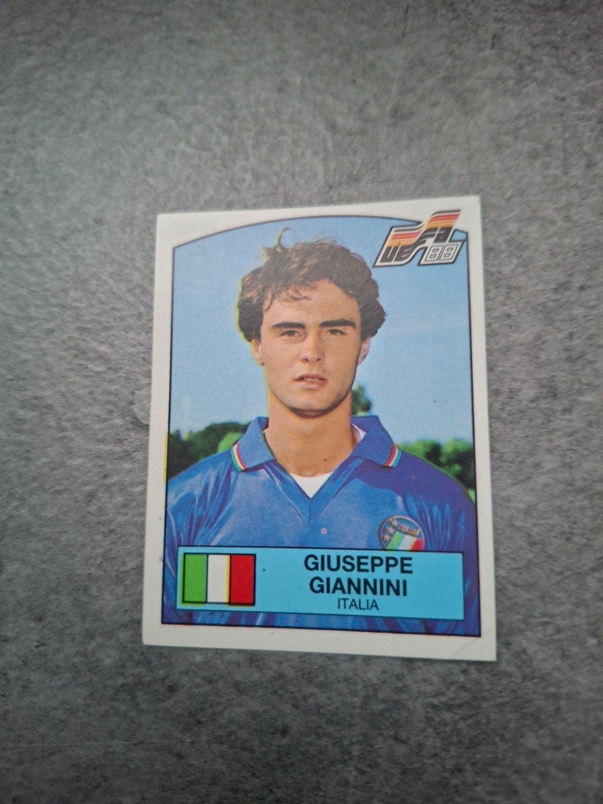 Panini sticker Euro 88 Duitsland. Giuseppe Gianini Italië., Ophalen of Verzenden, Zo goed als nieuw, Sticker