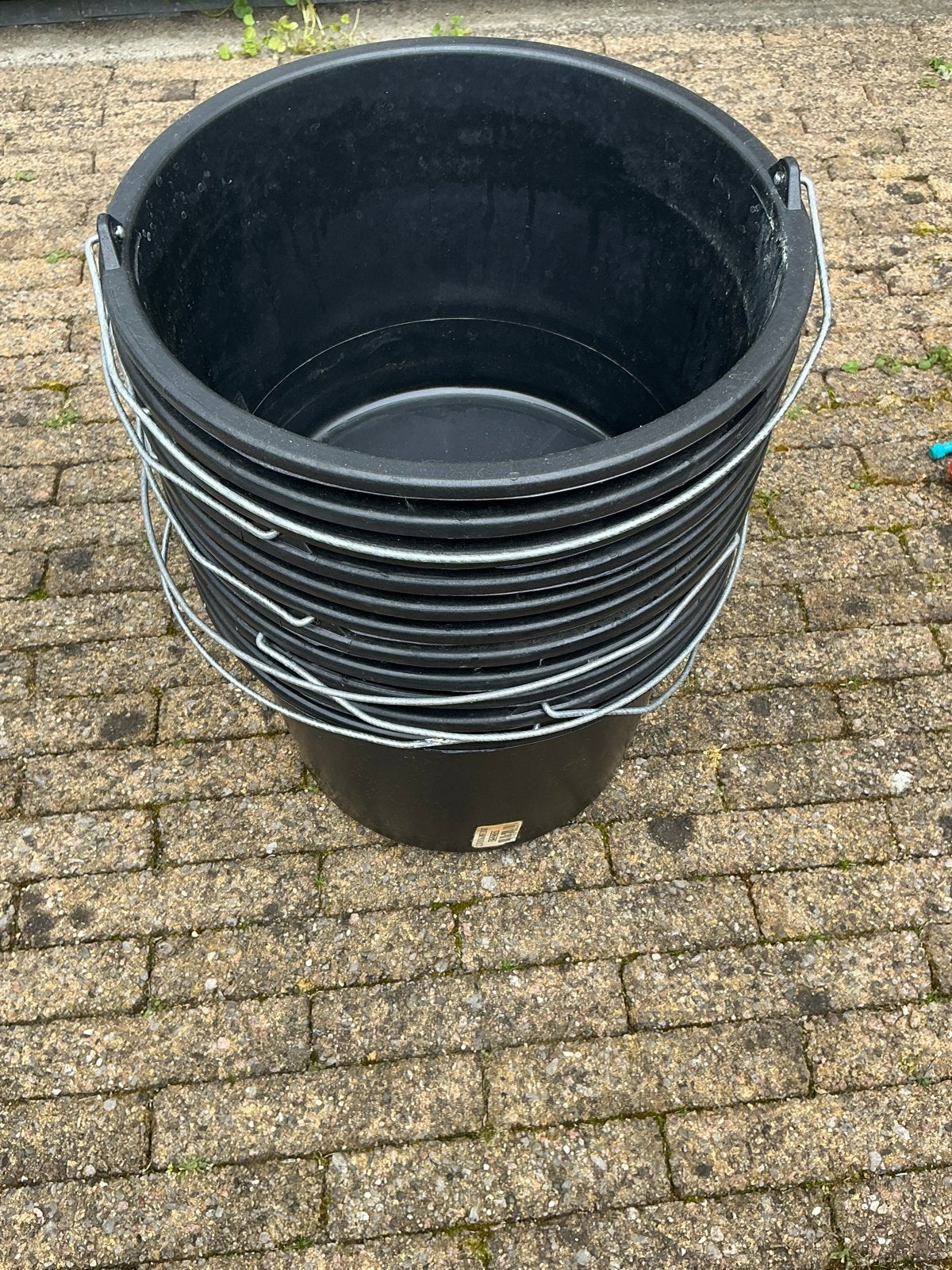 12 zwarte kunststof emmers met handgreep, Huis en Inrichting, Emmers, Ophalen, Gebruikt, Kunststof, Met handgreep