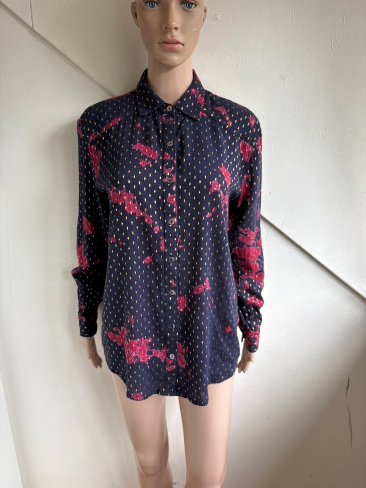 Maison Hotel blouse maat S donkerblauw roze goud, Ophalen of Verzenden, Zo goed als nieuw, Maat 36 (S), Blauw
