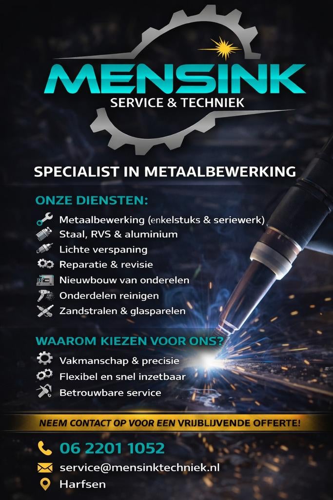 Metaalbewerking/ lassen Tig.Migmag, Diensten en Vakmensen, Lassers en Metaalbewerking, Komt aan huis, Draaien en Frezen