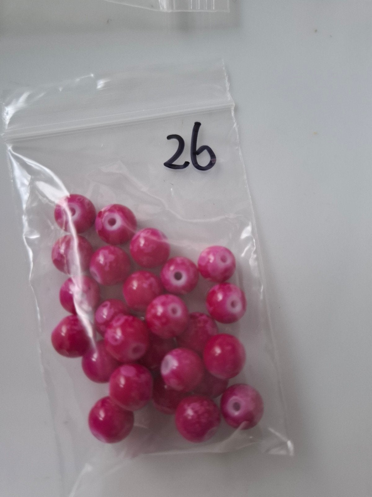 26 stuks 8 mm gemeleerde glaskralen roze kralen partij, Kraal, -, -, Nieuw