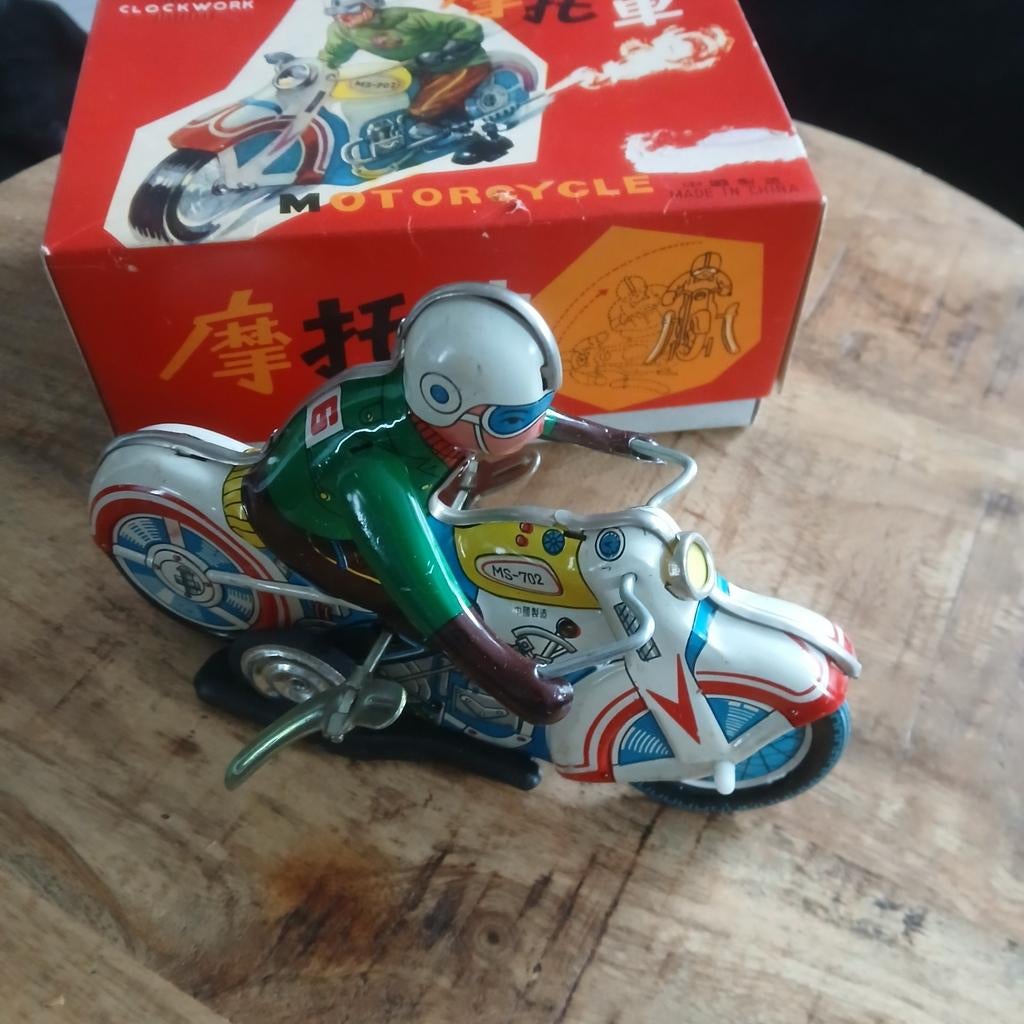 Blikken vintage motorrijder, Ophalen of Verzenden