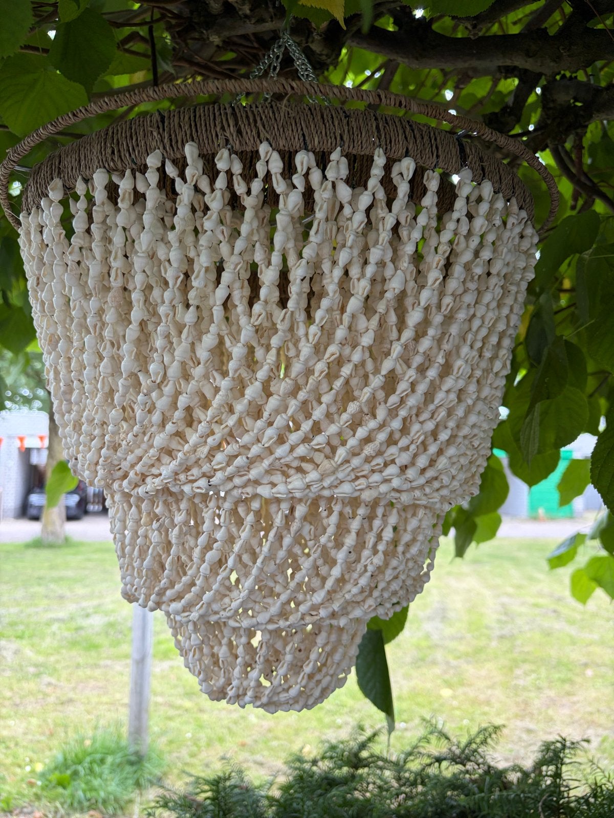 Schelpenhanger 50cm - Decoratieve Hanglamp, Ophalen of Verzenden, Zo goed als nieuw, Overige materialen