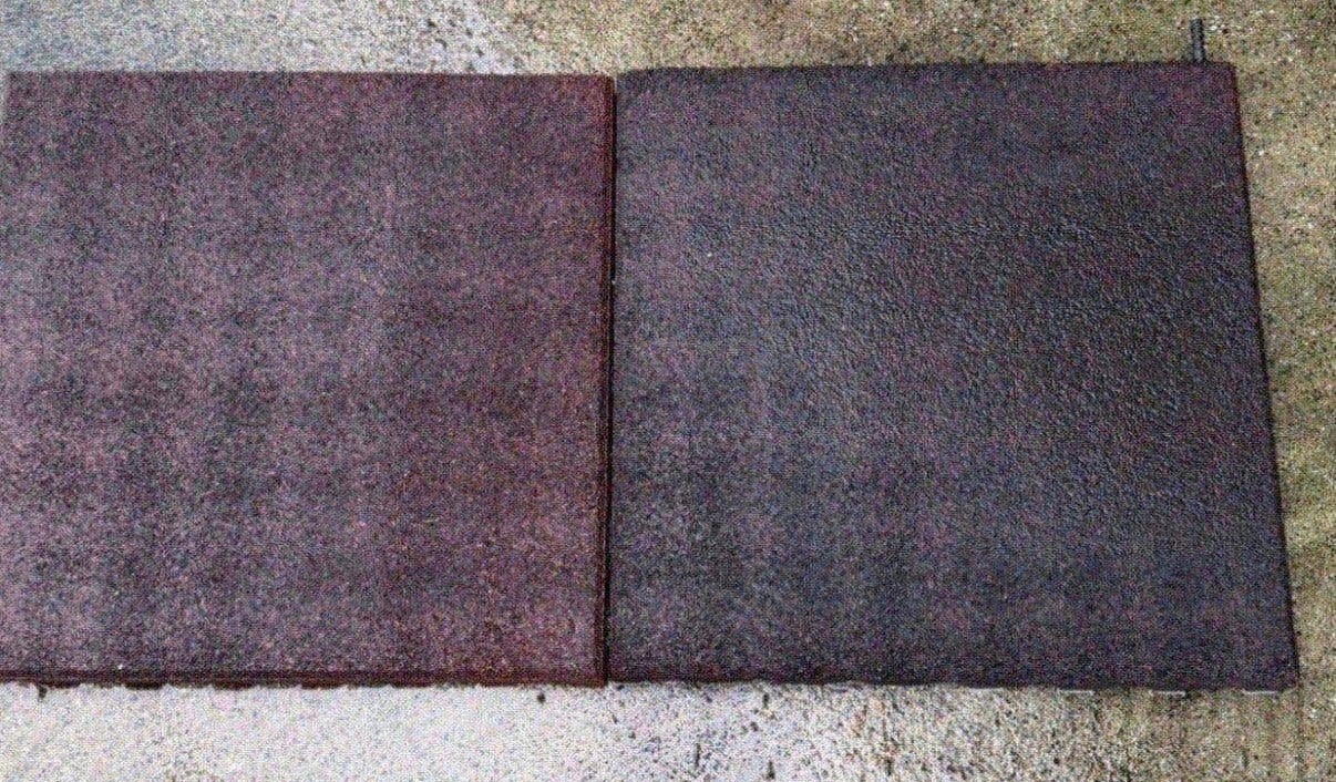 Rubberen tegels ca 50x50x4 speeltoestel dak ed ca 25m2, Ophalen, Gebruikt, Rubber, 10 m² of meer
