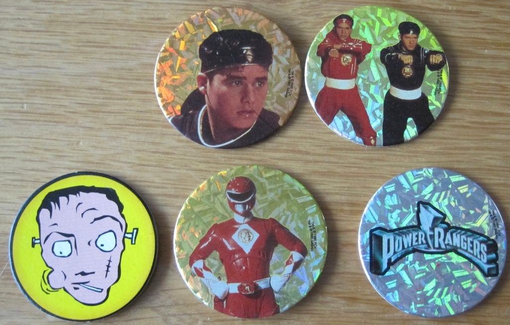 vijf flippo's - Chupa Caps - Black en Red ranger, Verzamelen, Ophalen of Verzenden, Losse flippo's