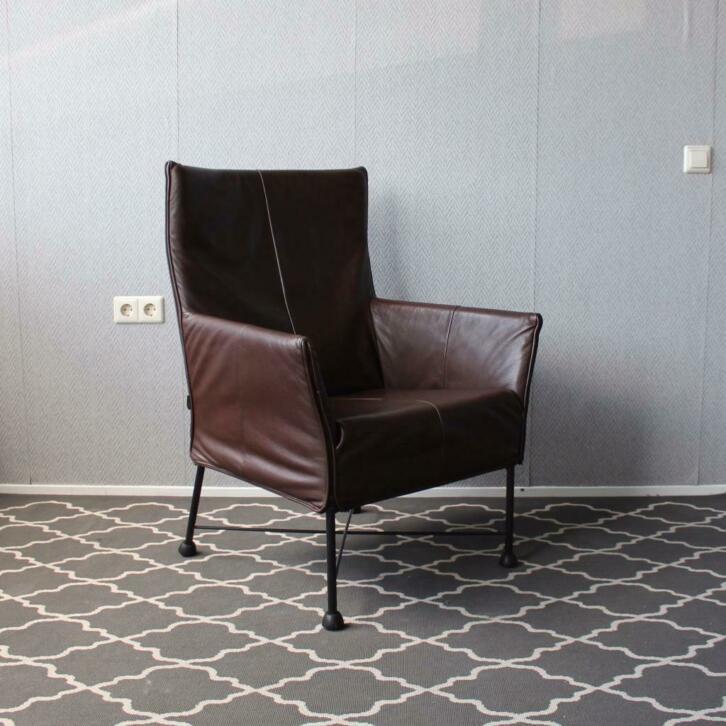 2 Montis Charly fauteuils donkerbruin leder, Niet ingevuld, Niet ingevuld, Leer, Ophalen of Verzenden