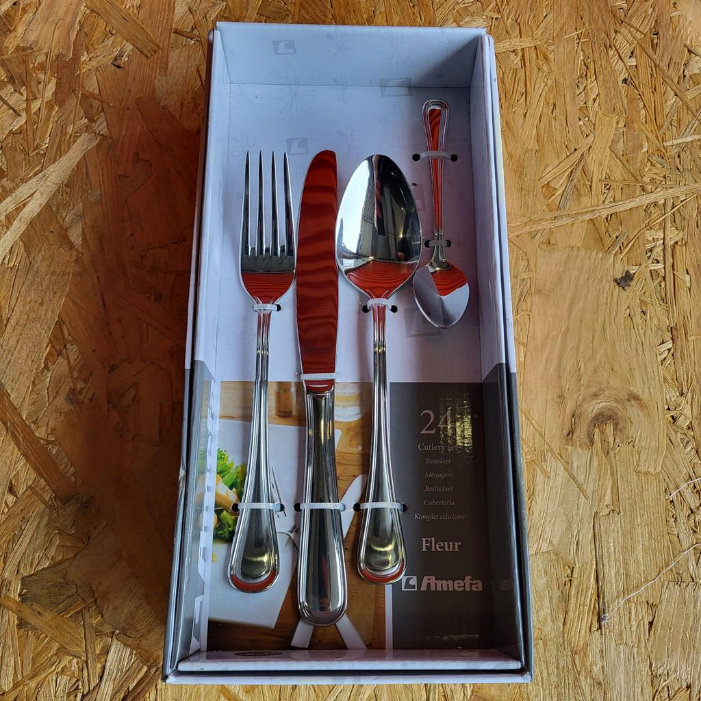 Amefa Fleur 24-delige bestekset - Rood/Zilver, Antiek en Kunst, Ophalen of Verzenden