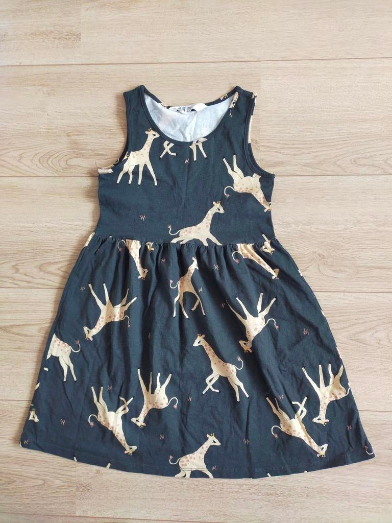 Zgan! Schattig grijs giraffen jurkje van H&M! Mt 122/128, Meisje, H&M, Ophalen of Verzenden, Zo goed als nieuw