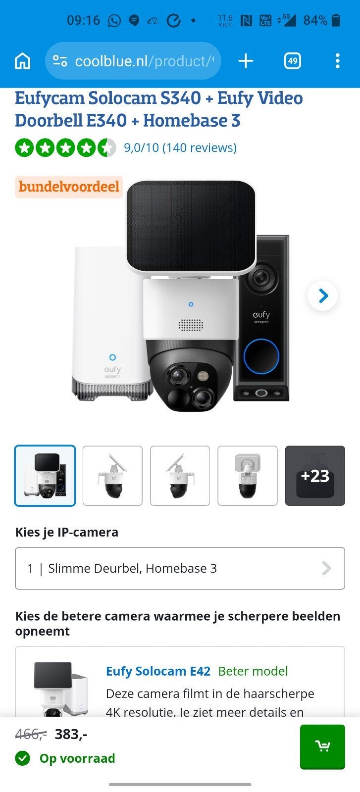 eufy Camara set met home base en 4 tb ssd hard disk, Ophalen of Verzenden, Zo goed als nieuw